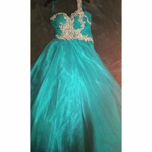 Teal Terani Couture Prom Dress